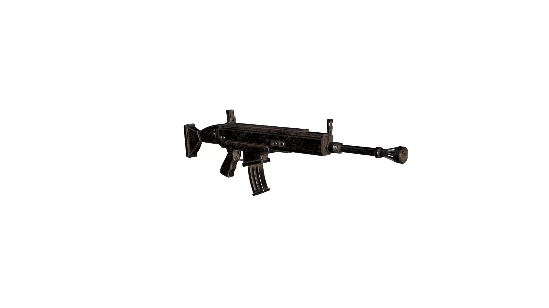 Post Apocalyptic Tactical Rifle FPS Game Ready PBR 3D Weapon Low-poly 3D model