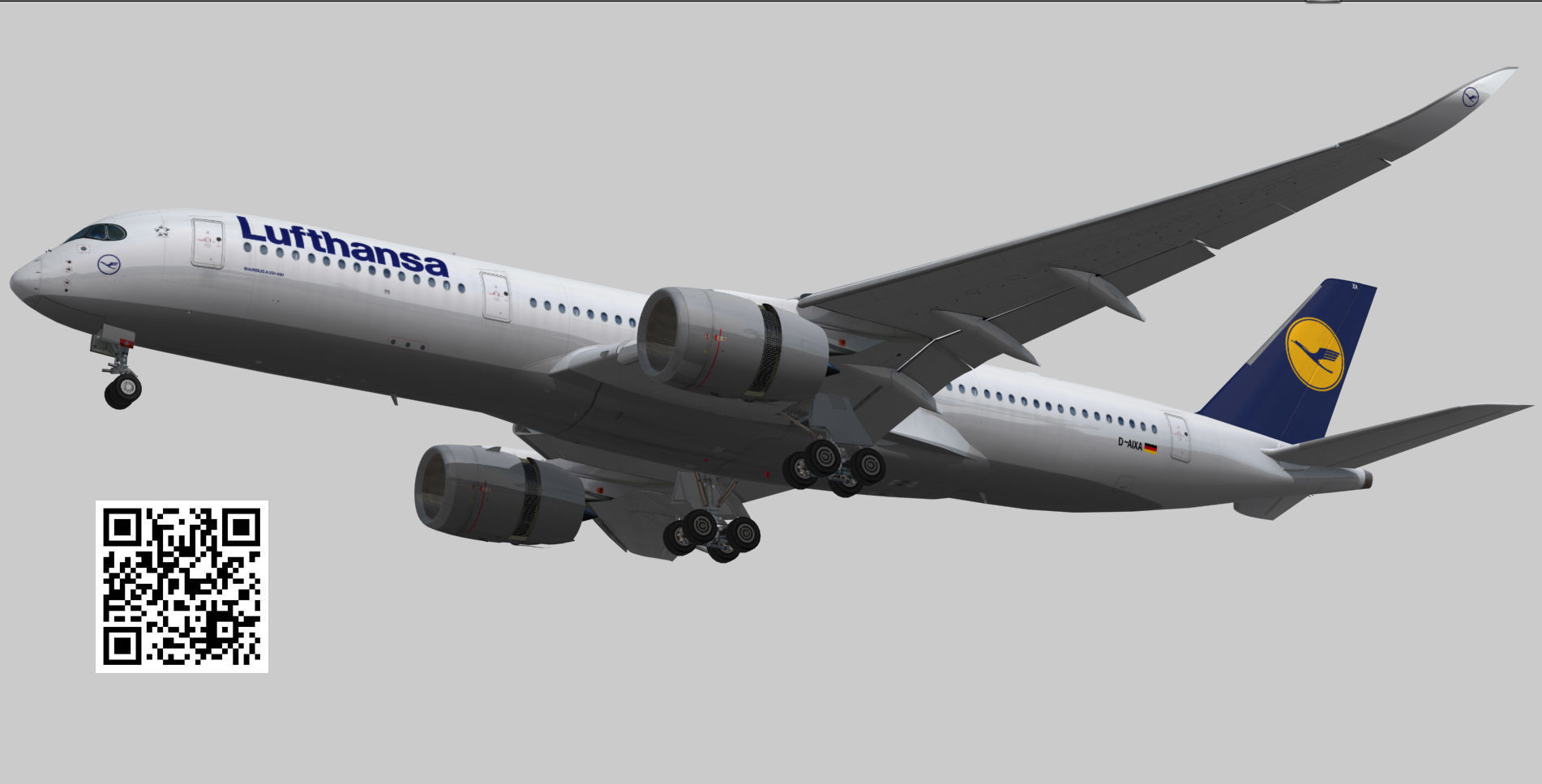 Airbus A350-900 XWB Lufthansa D-AIXA Low-poly 3D model_4