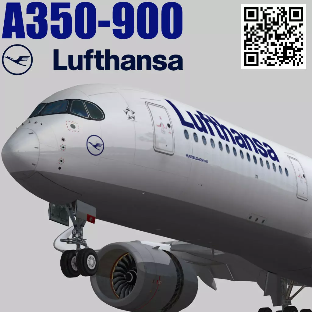 Airbus A350-900 XWB Lufthansa D-AIXA Low-poly 3D model_0