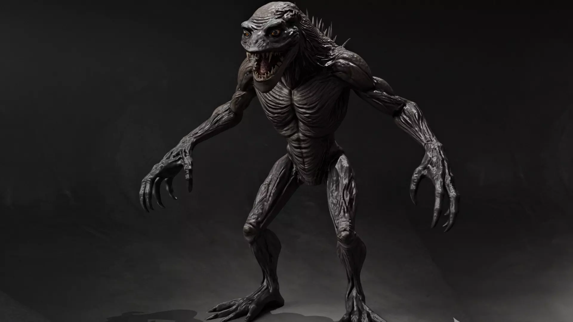 Dark Mutant Reptilian Humanoid Monster 3D model