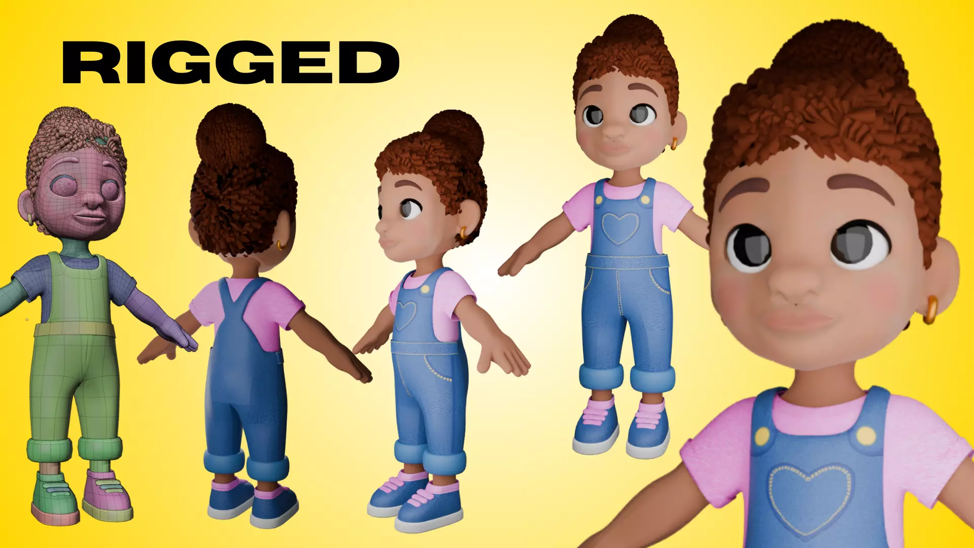 High Detail Stylized Kid 3D Character Low-poly 3D model