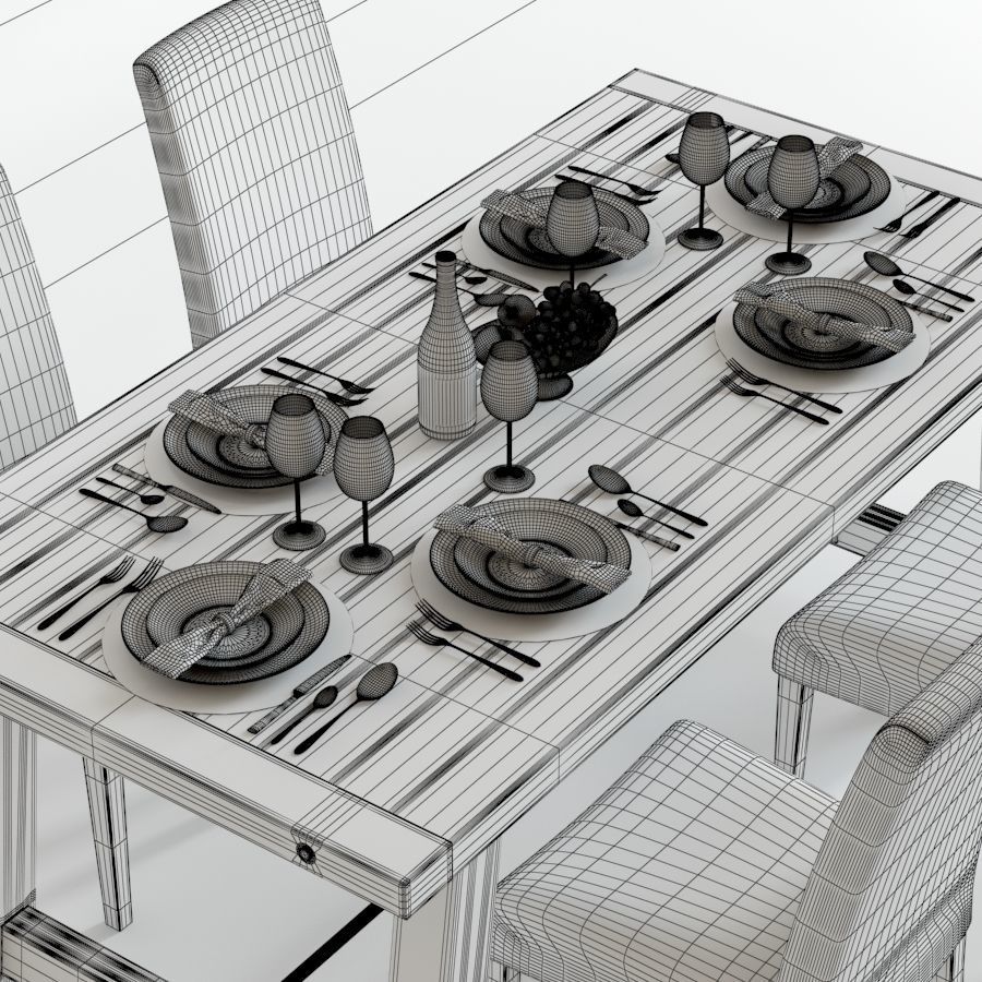 Pottery Barn Benchwright Set 3D model_2