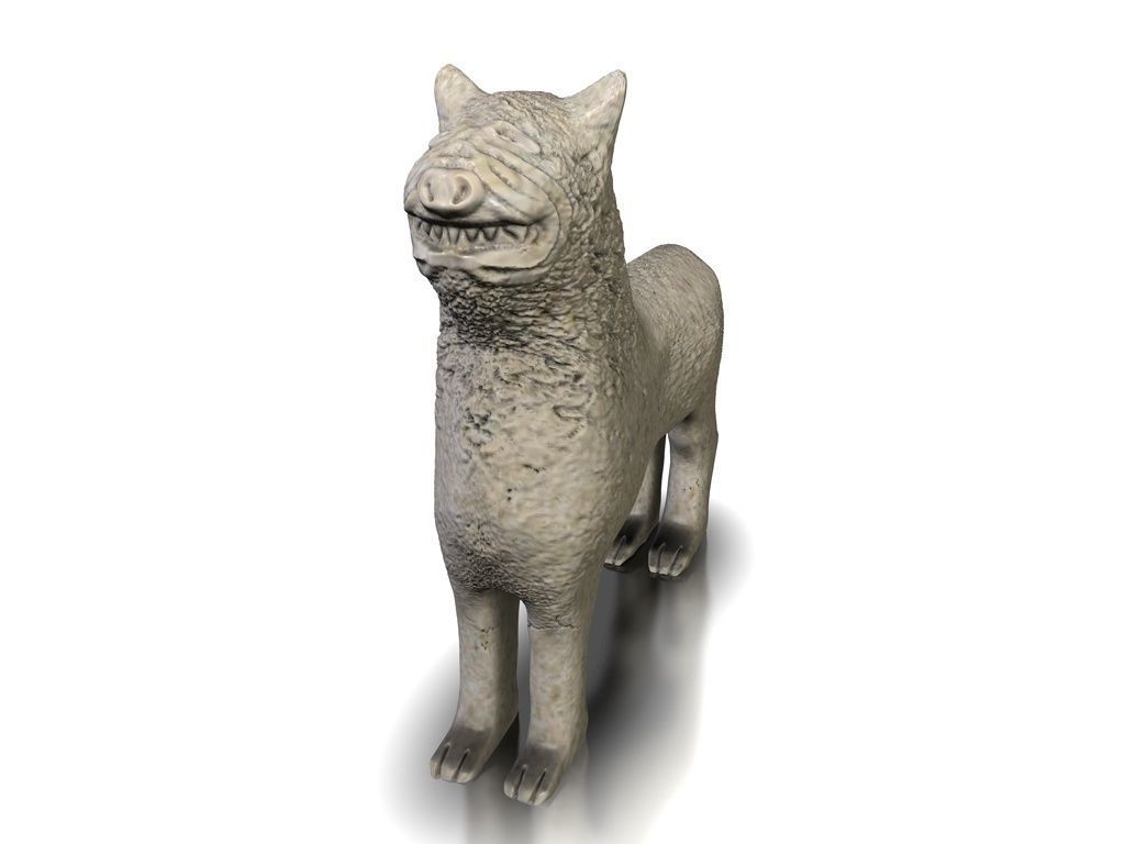 Stone fountain with lions Low-poly 3D model_8