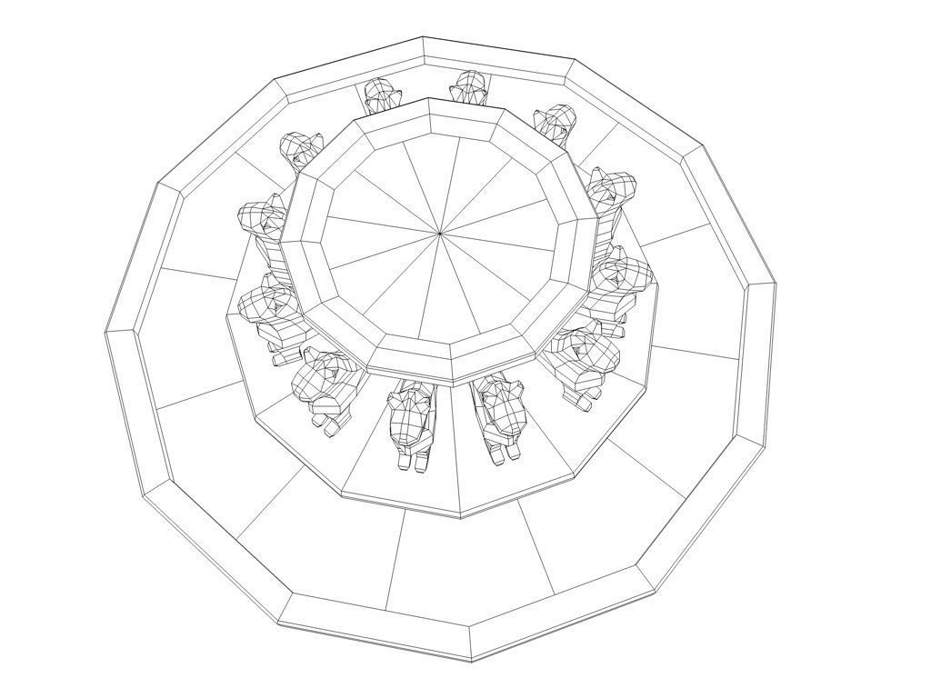 Stone fountain with lions Low-poly 3D model_4