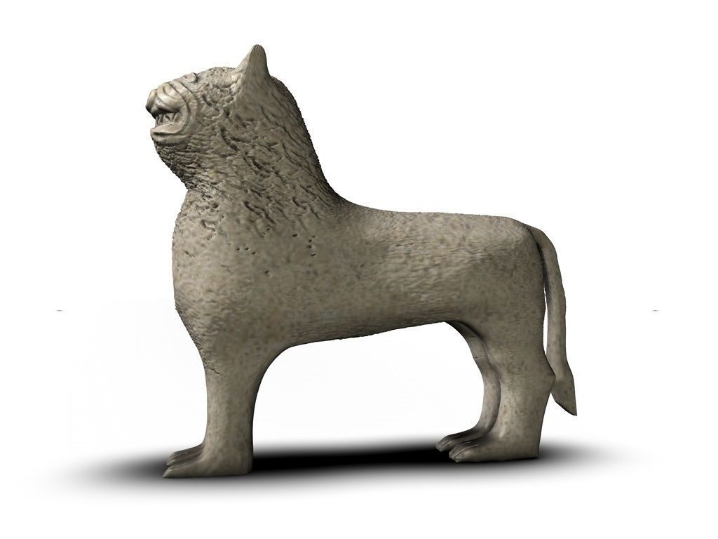 Stone fountain with lions Low-poly 3D model_7