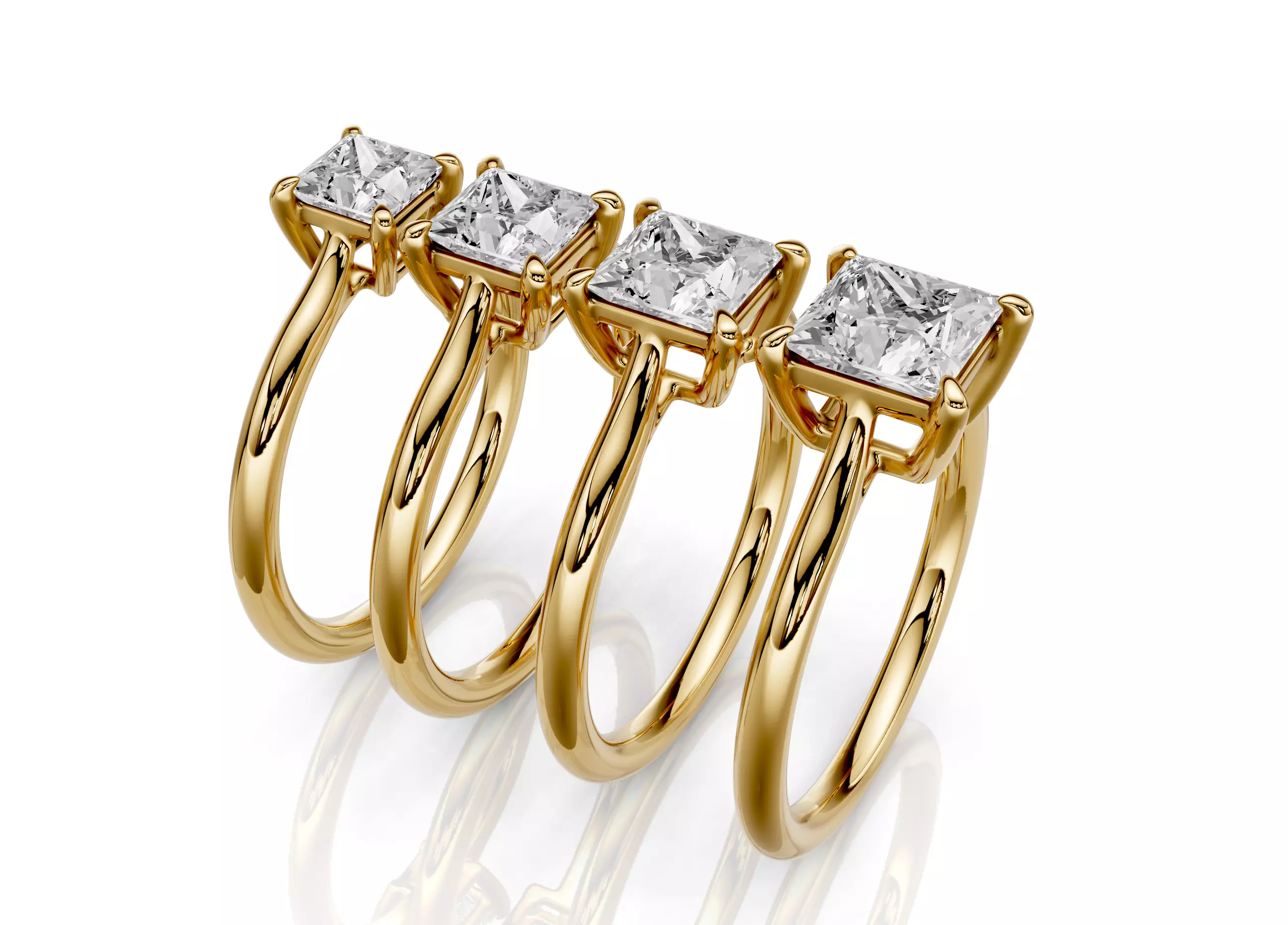 Engagement Solitaire Ring Eva Princess Diamond PACK