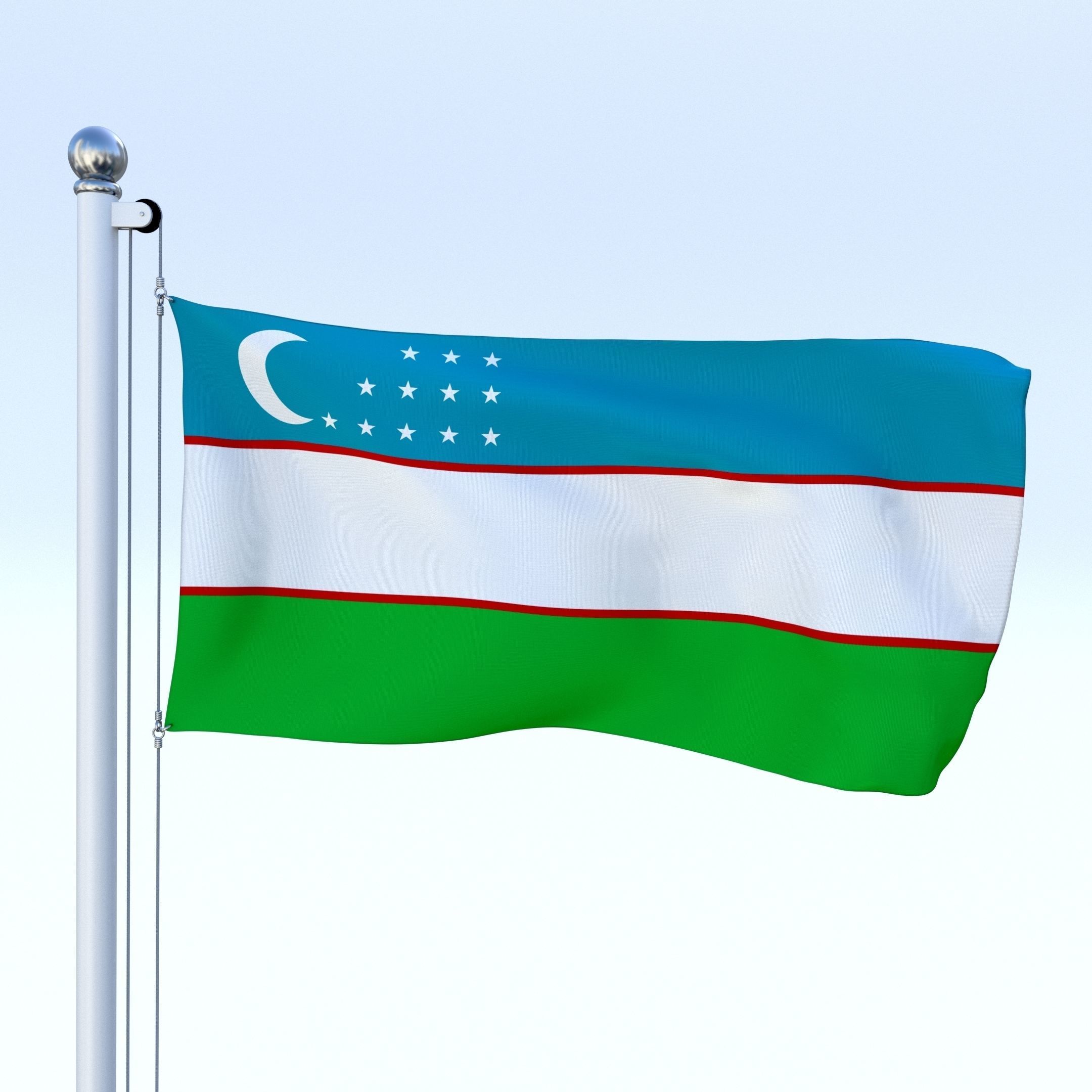 All Asian Flag Pack Low-poly 3D model_4