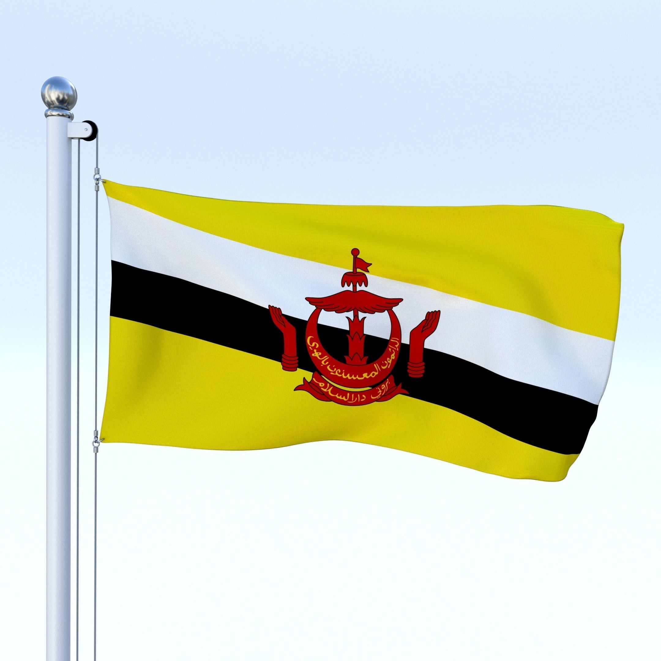 All Asian Flag Pack Low-poly 3D model_37