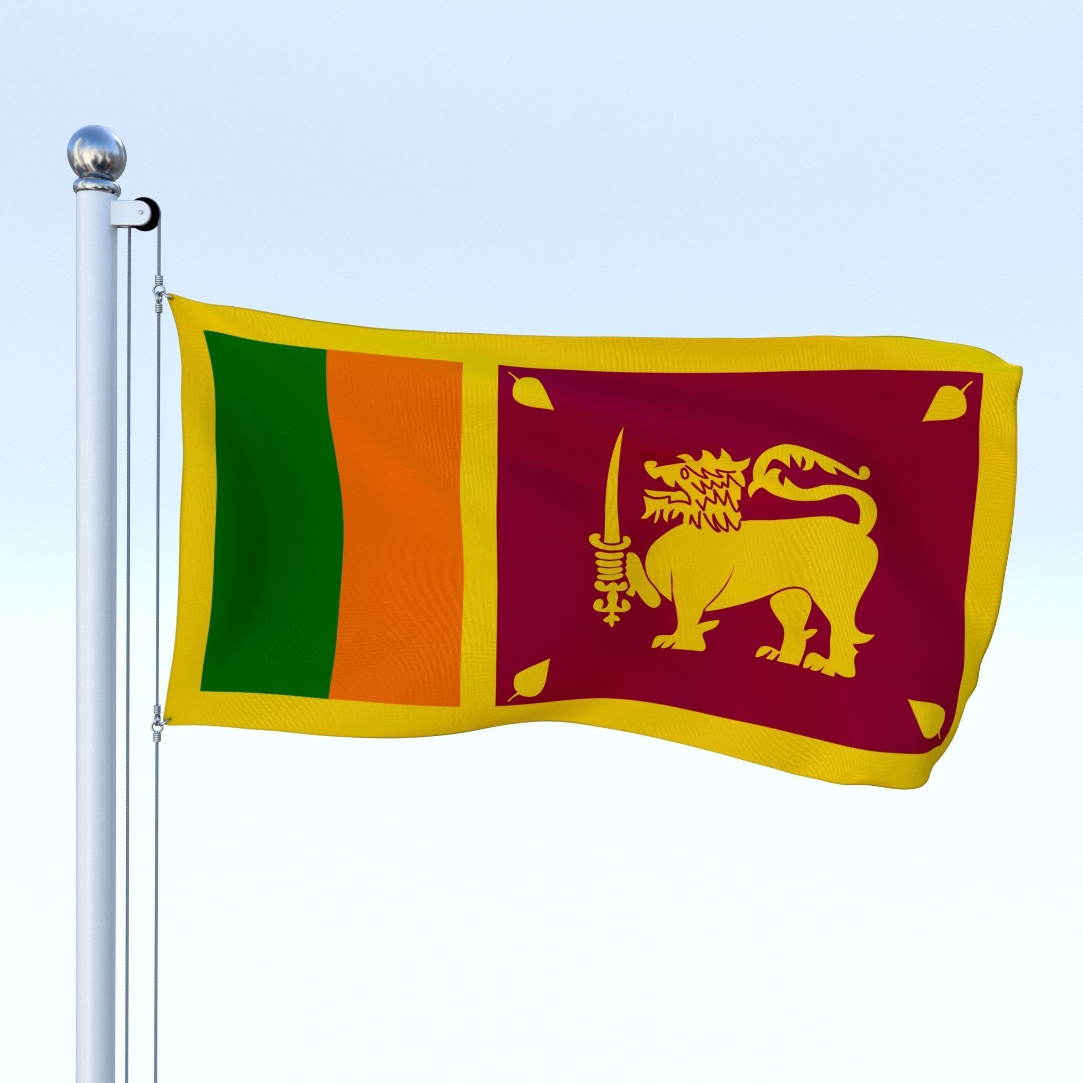 All Asian Flag Pack Low-poly 3D model_51