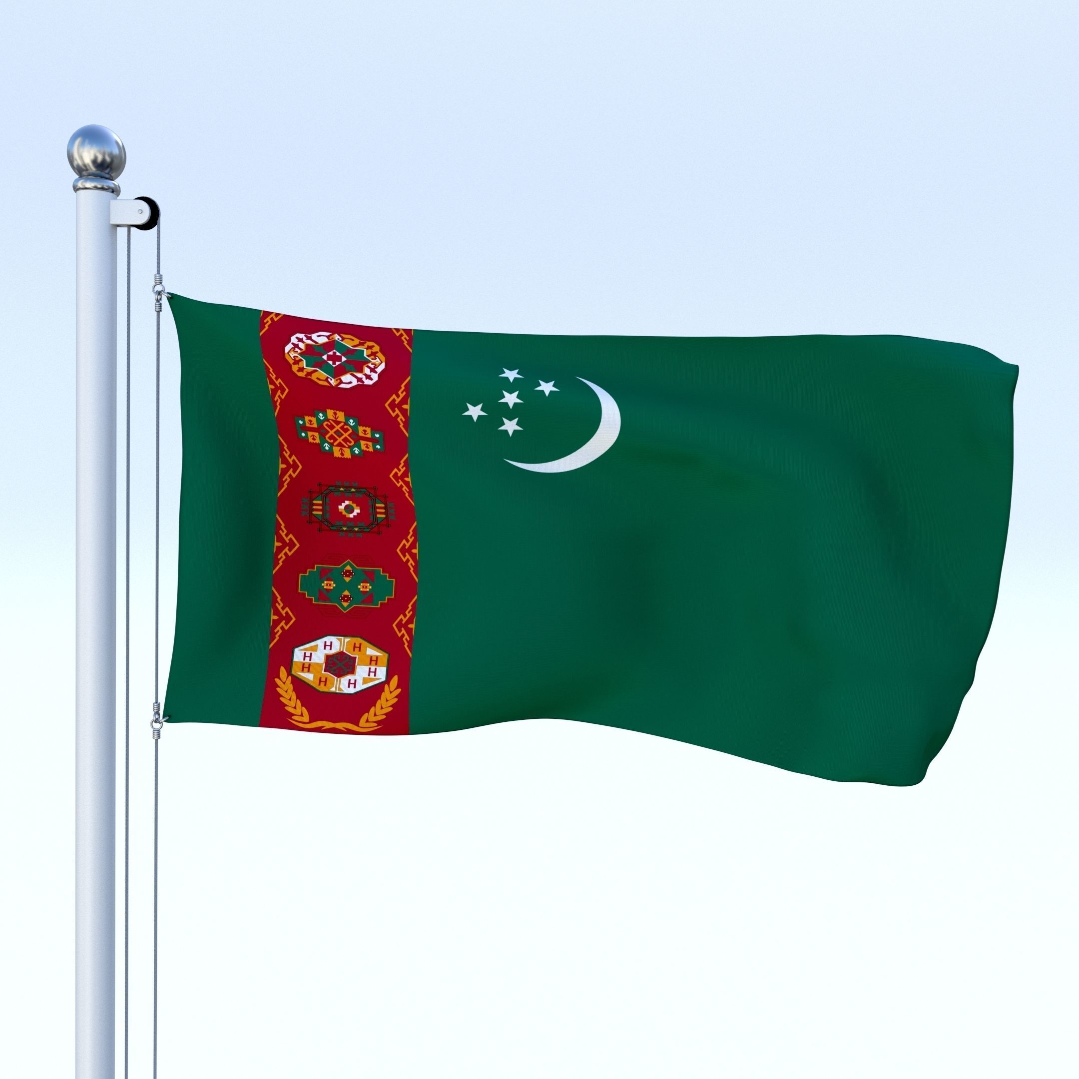 All Asian Flag Pack Low-poly 3D model_3