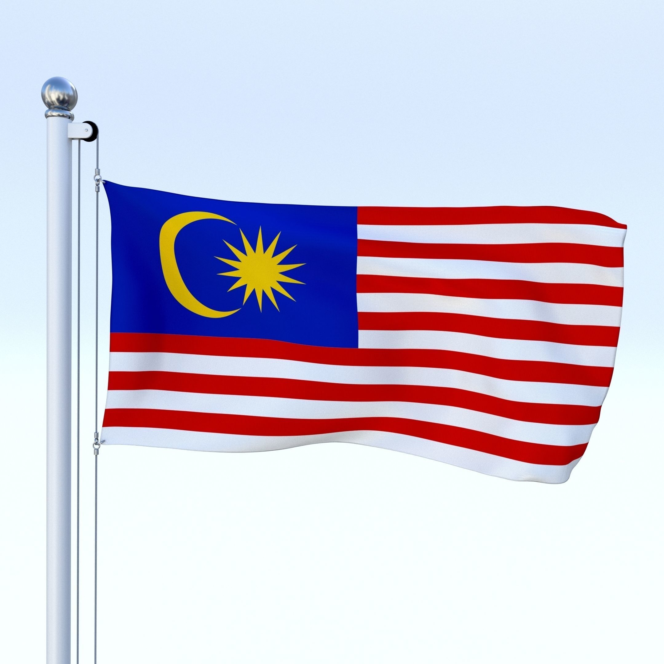 All Asian Flag Pack Low-poly 3D model_52