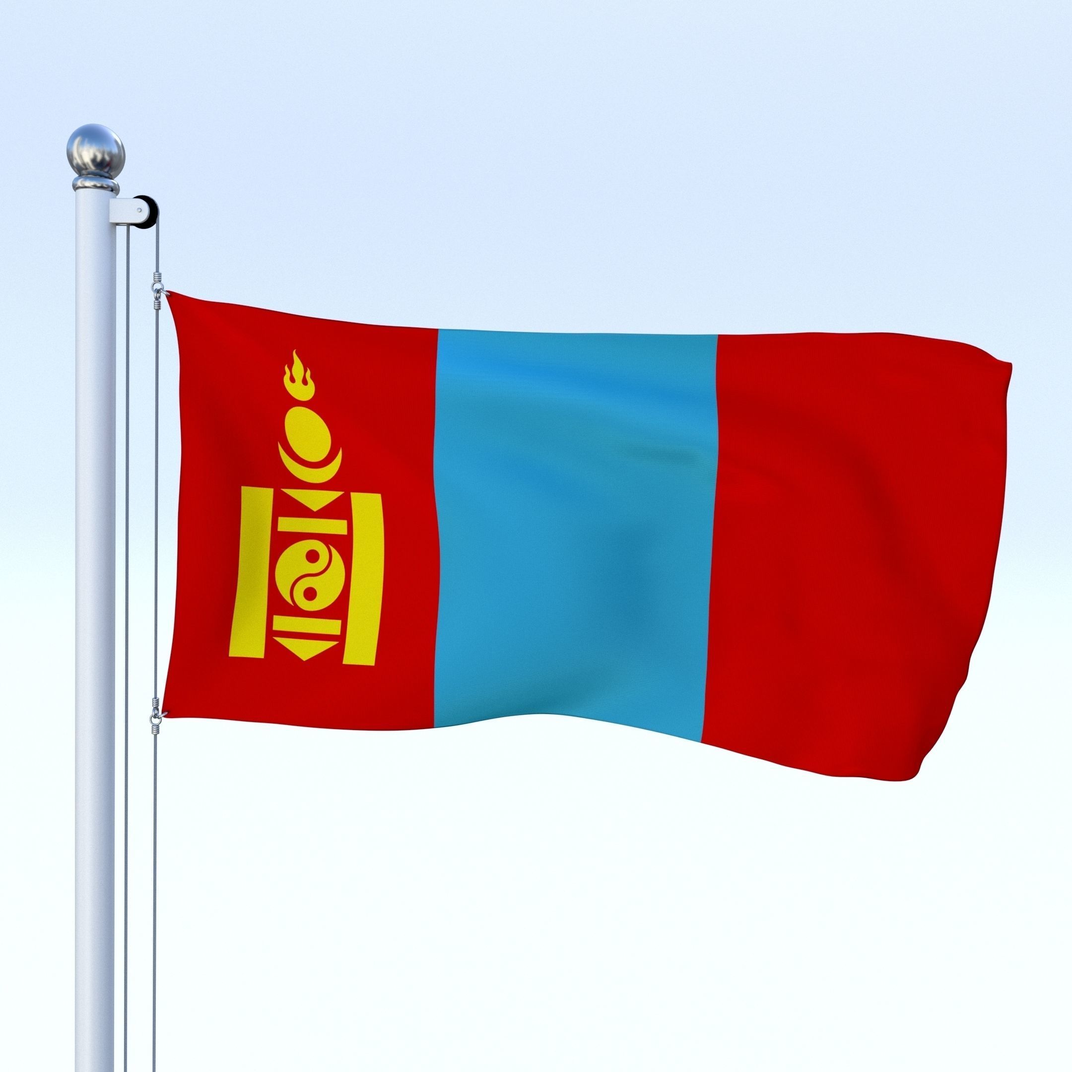 All Asian Flag Pack Low-poly 3D model_45