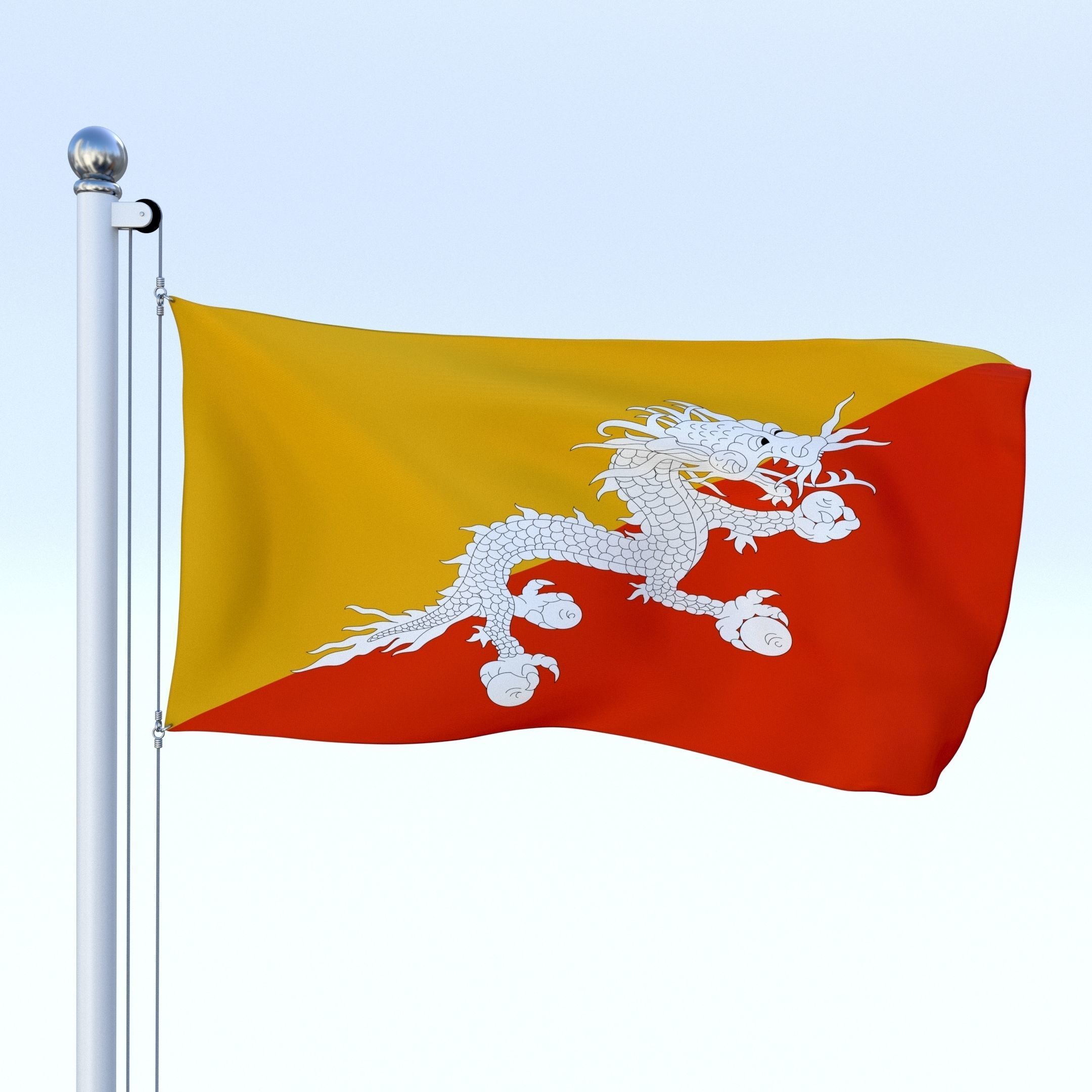 All Asian Flag Pack Low-poly 3D model_48