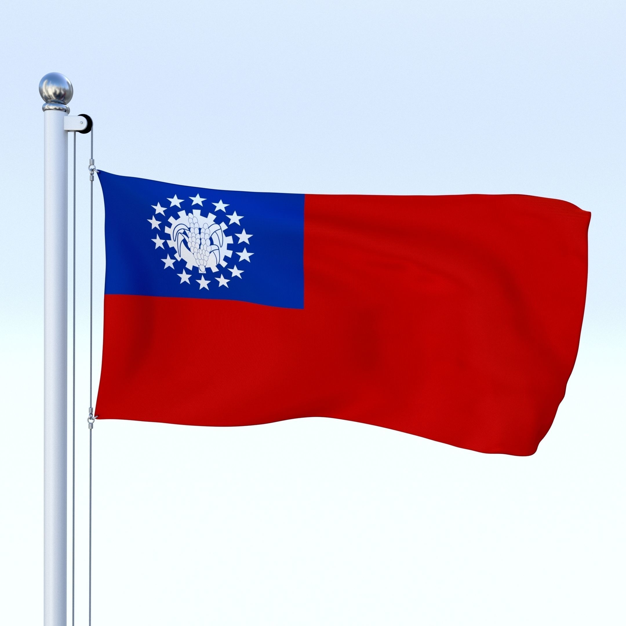 All Asian Flag Pack Low-poly 3D model_24