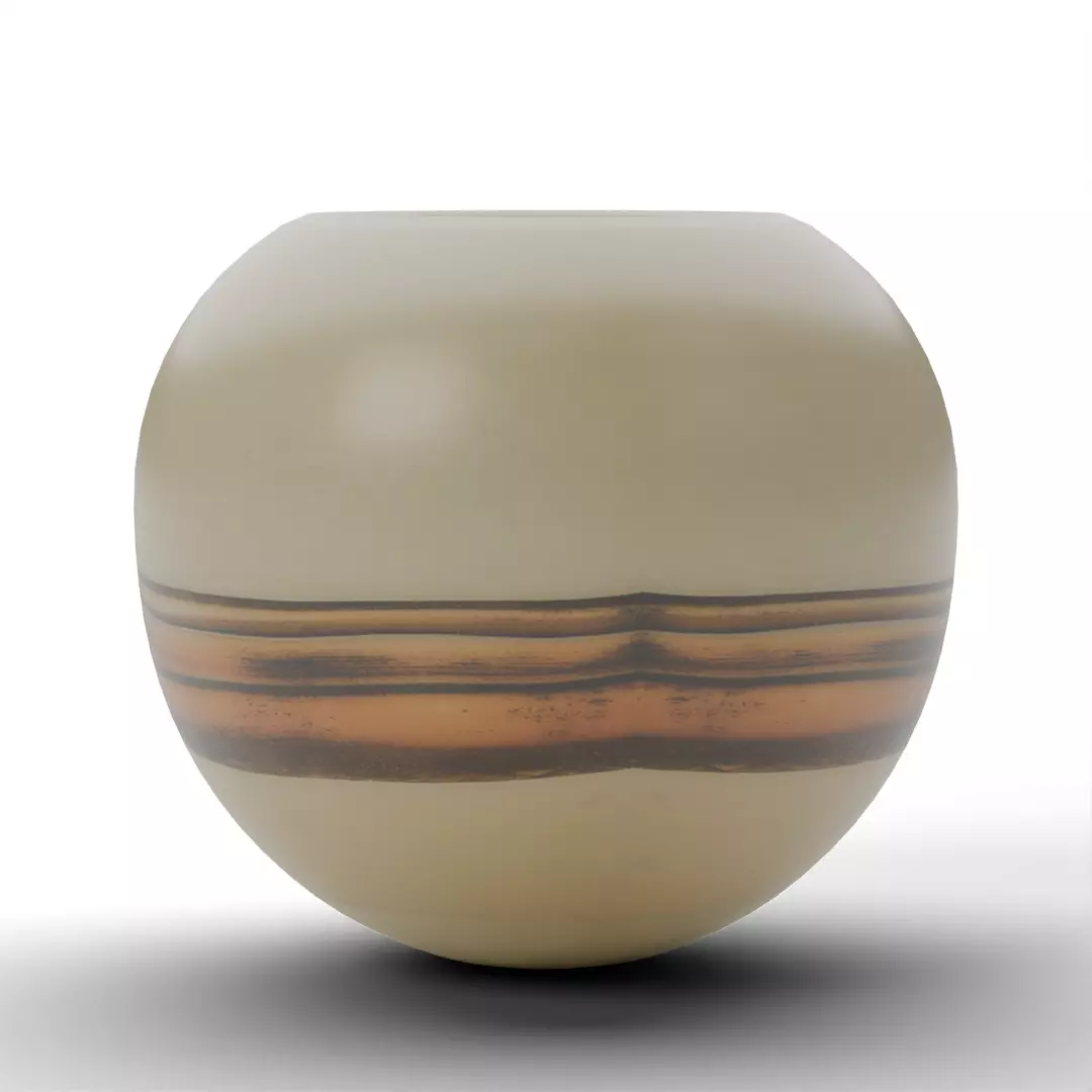 Hand Blown Frosted Art Glass Vase with Multi Color Stripe Low-poly 3D model