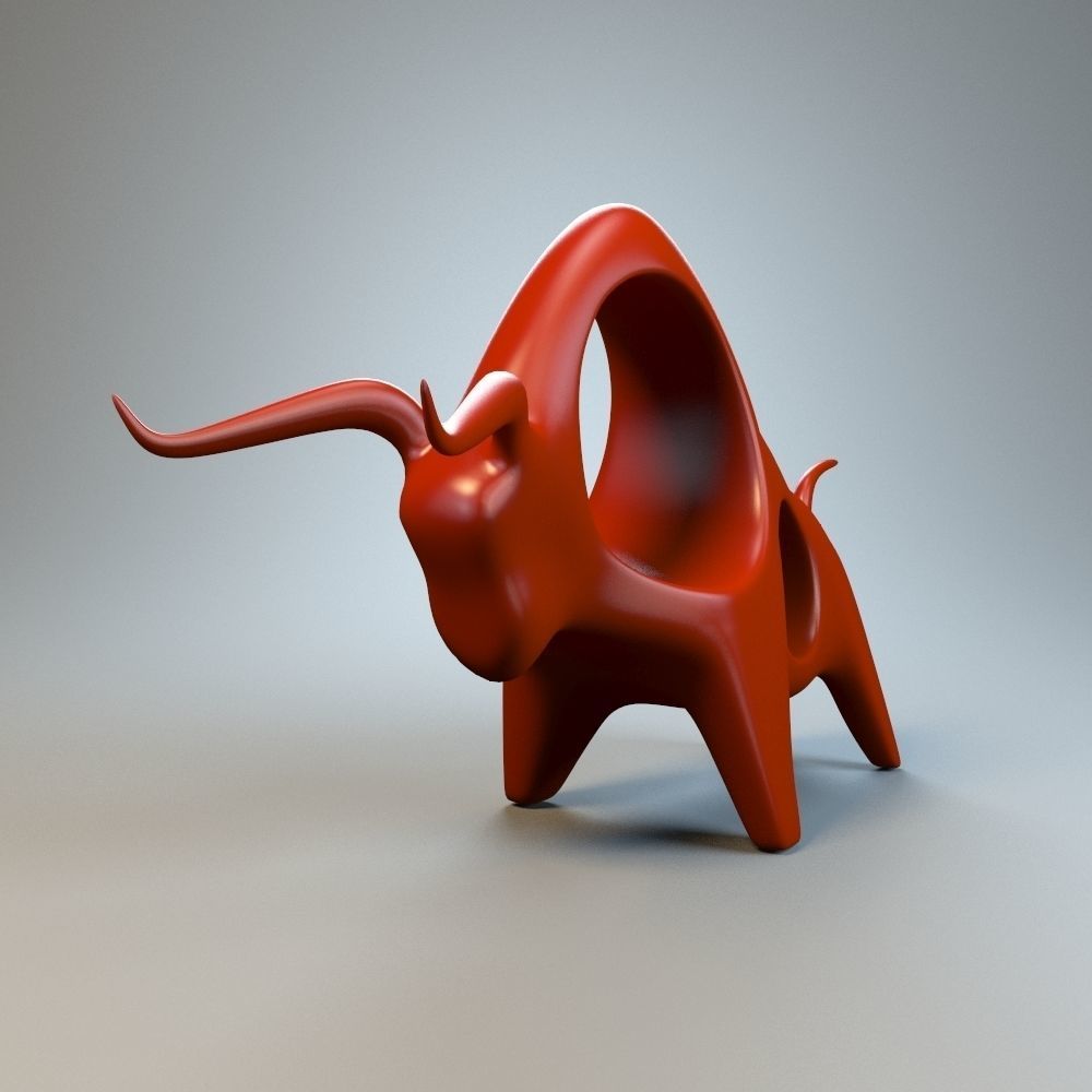 Bull figurine P 3D print model_4