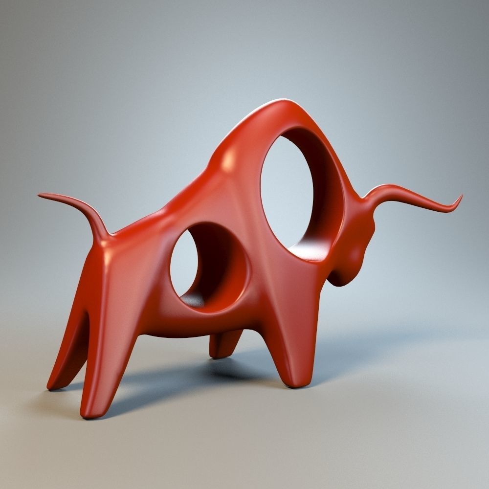 Bull figurine P 3D print model_5