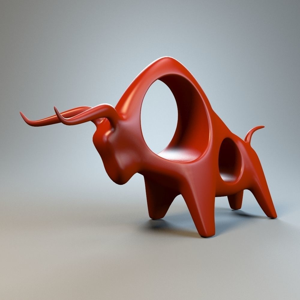 Bull figurine P 3D print model_3