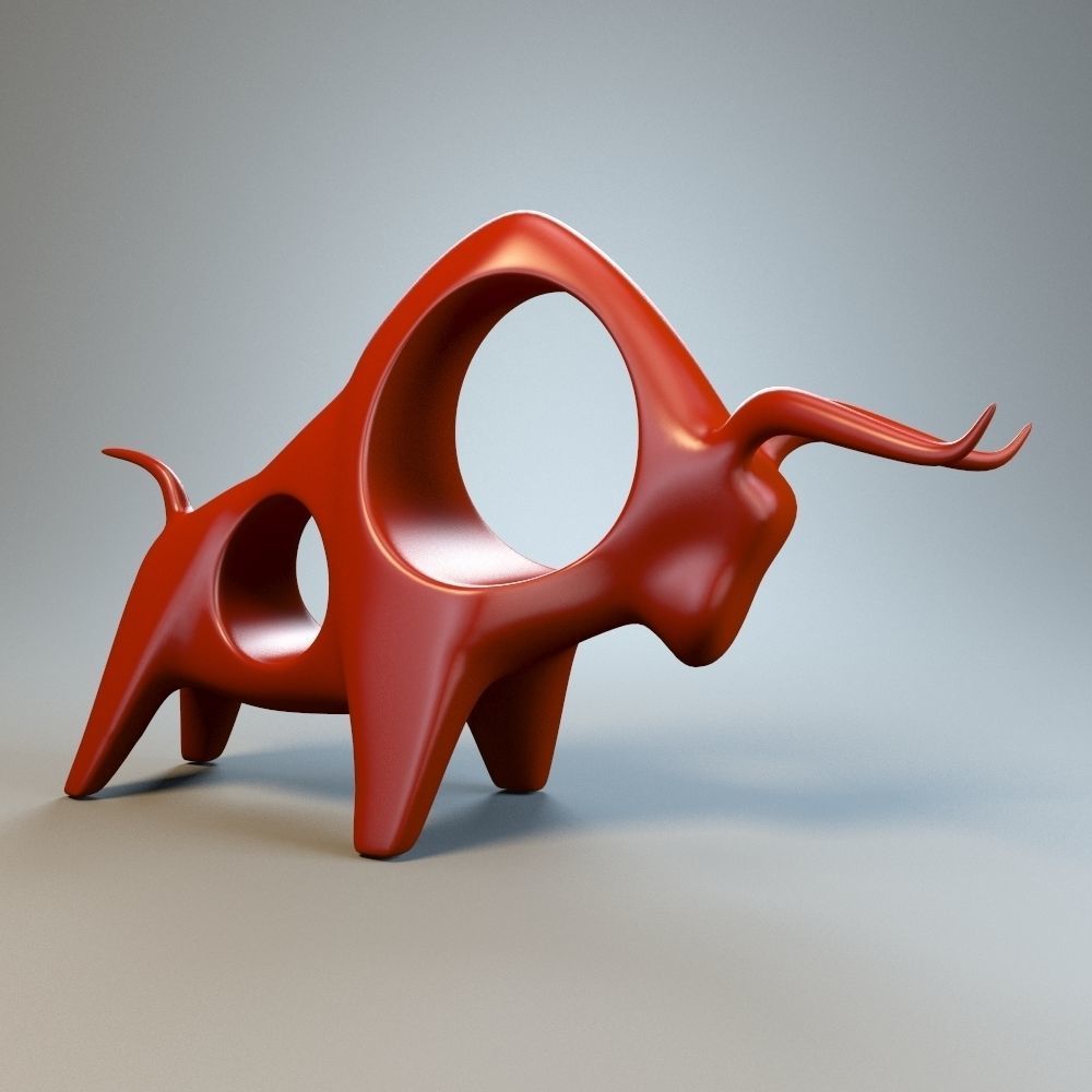 Bull figurine P 3D print model_2