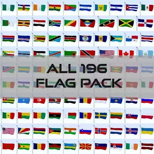 All 196 Flag Pack Low-poly 3D model
