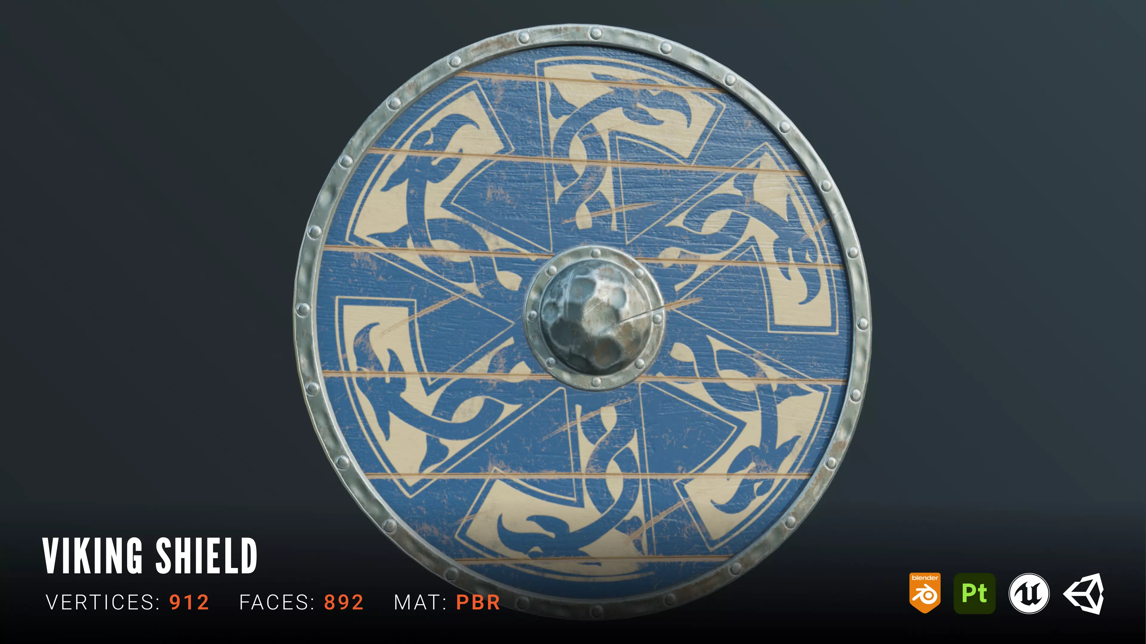 Viking Shield - Game Ready PBR Asset Low-poly 3D model