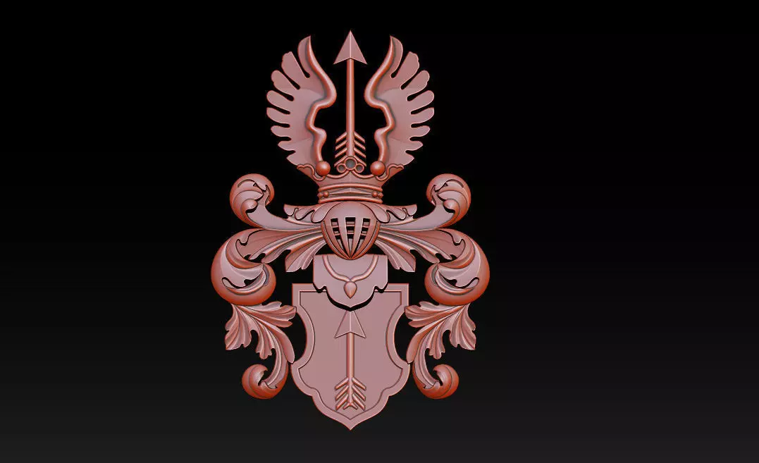 Classic Heraldic Crest Relief Coat of Arms 3D CNC Model 3D print model