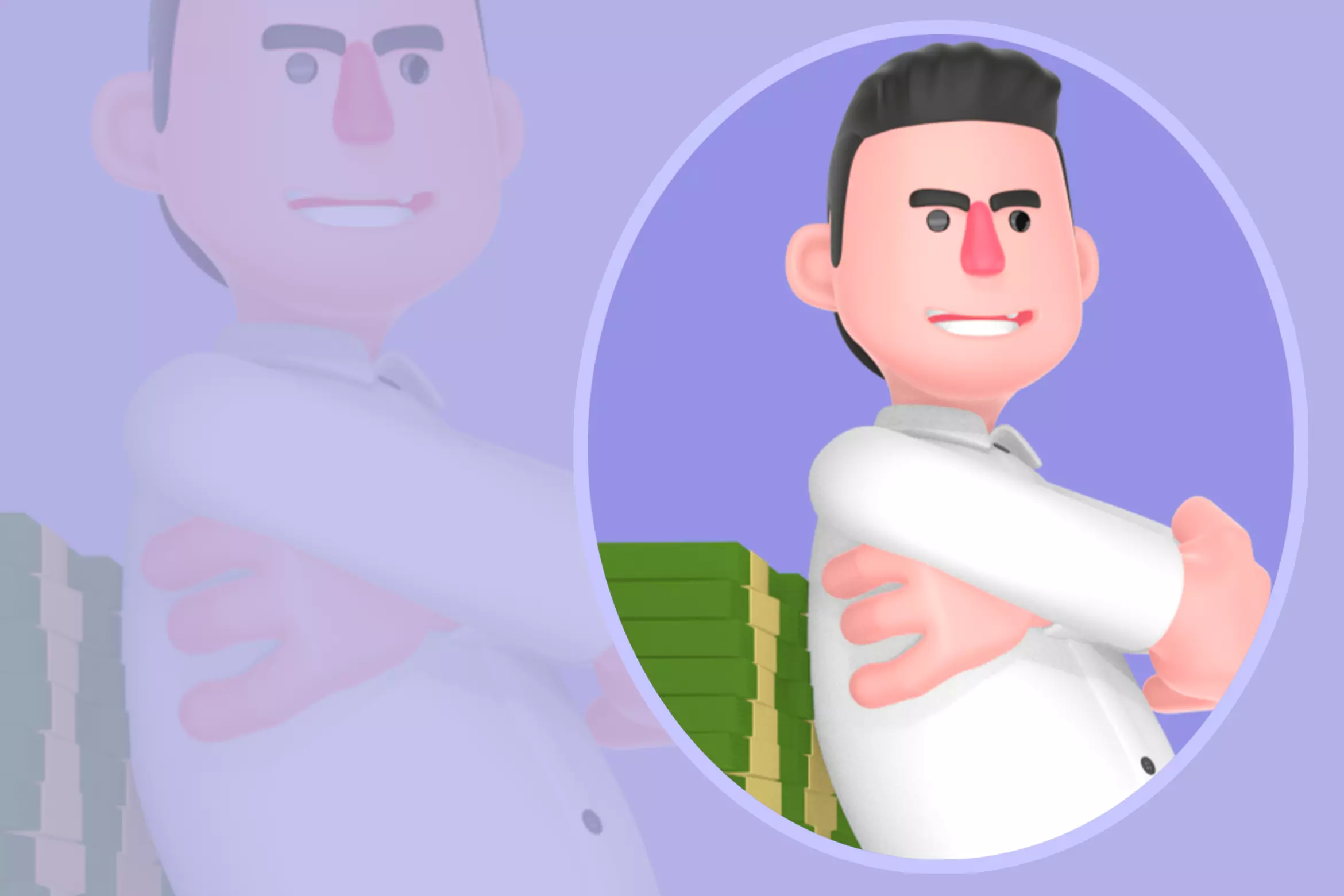 Stylized 3D Male Business Character - Victory Pose on Money 3D model