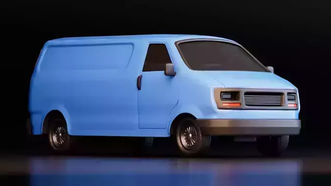 Stylized Delivery Van Low-poly 3D model 2