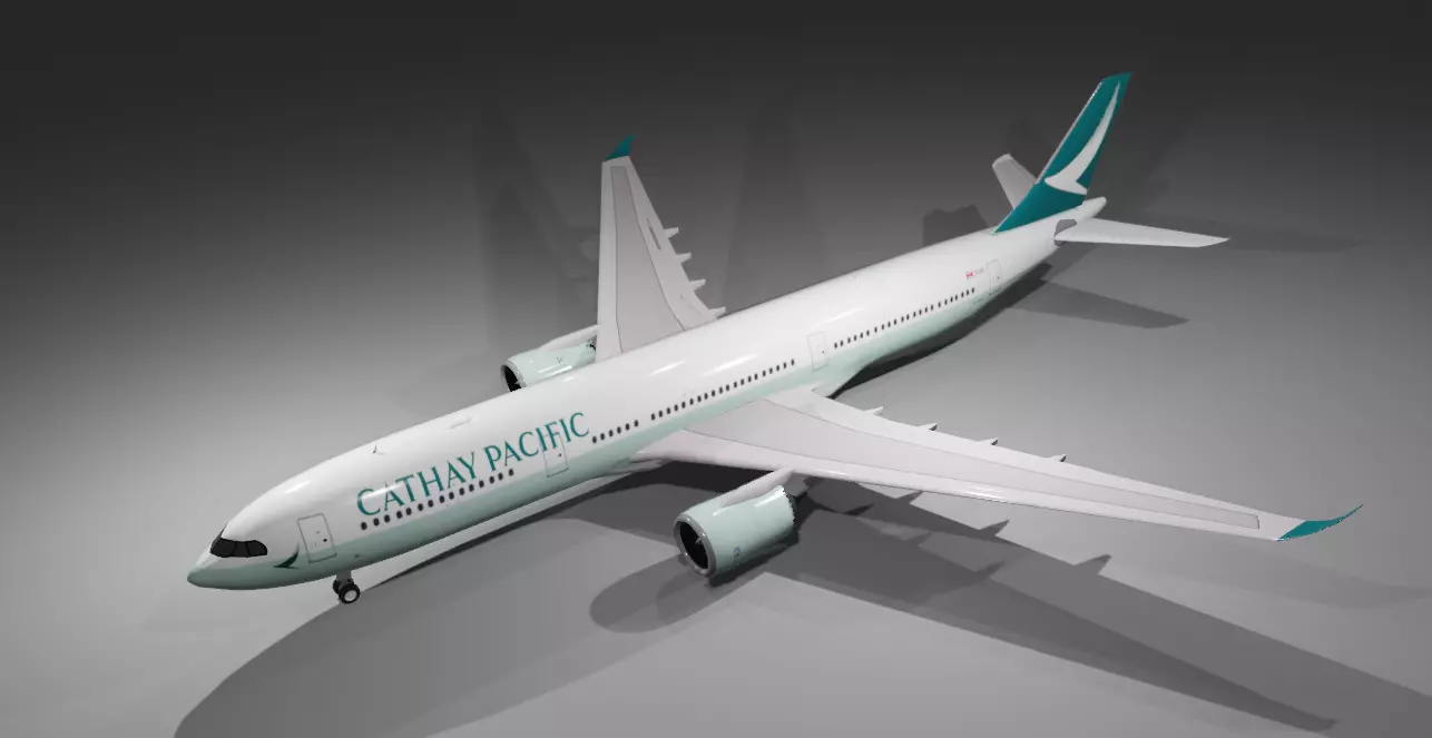 Cathay Pacific airbus a330-900neo low poly 3D Model with cockpit Low-poly 3D model