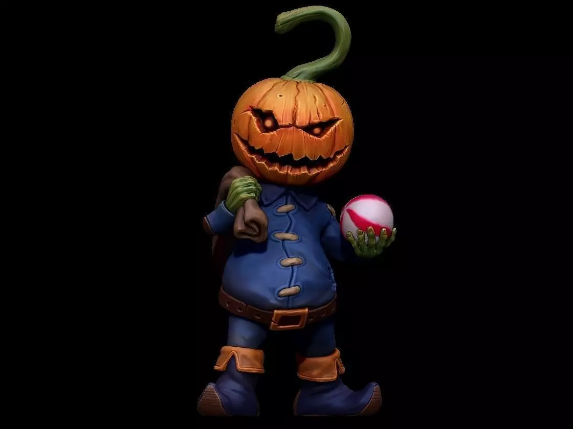 PumpkinMonster3DPrintable nintendo amiibo halloween minifigure 3D print model_0