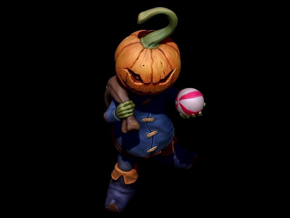 PumpkinMonster3DPrintable nintendo amiibo halloween minifigure 3D print model_5