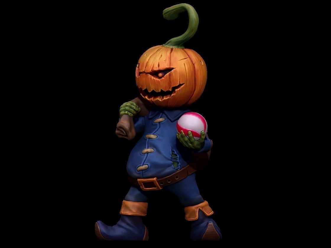 PumpkinMonster3DPrintable nintendo amiibo halloween minifigure 3D print model_1