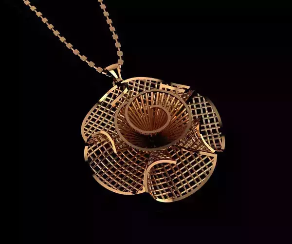 P018 Curved-Lattice Pendant 6gm