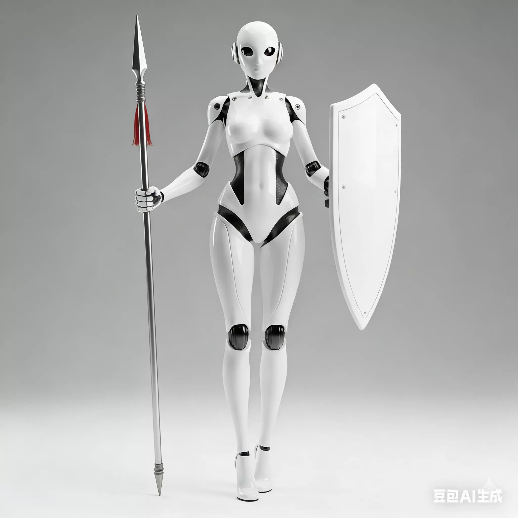 Robot with shield and spear 3D print model
