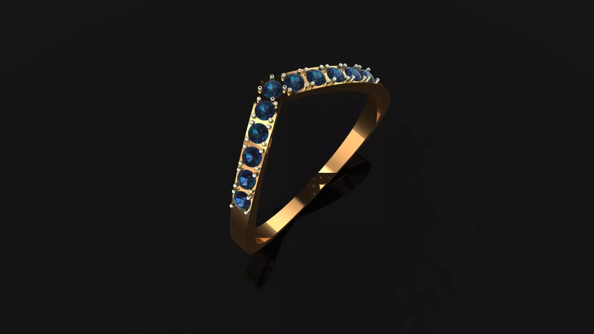 V-Line Stone Chevron Ring 2gm 3D print model