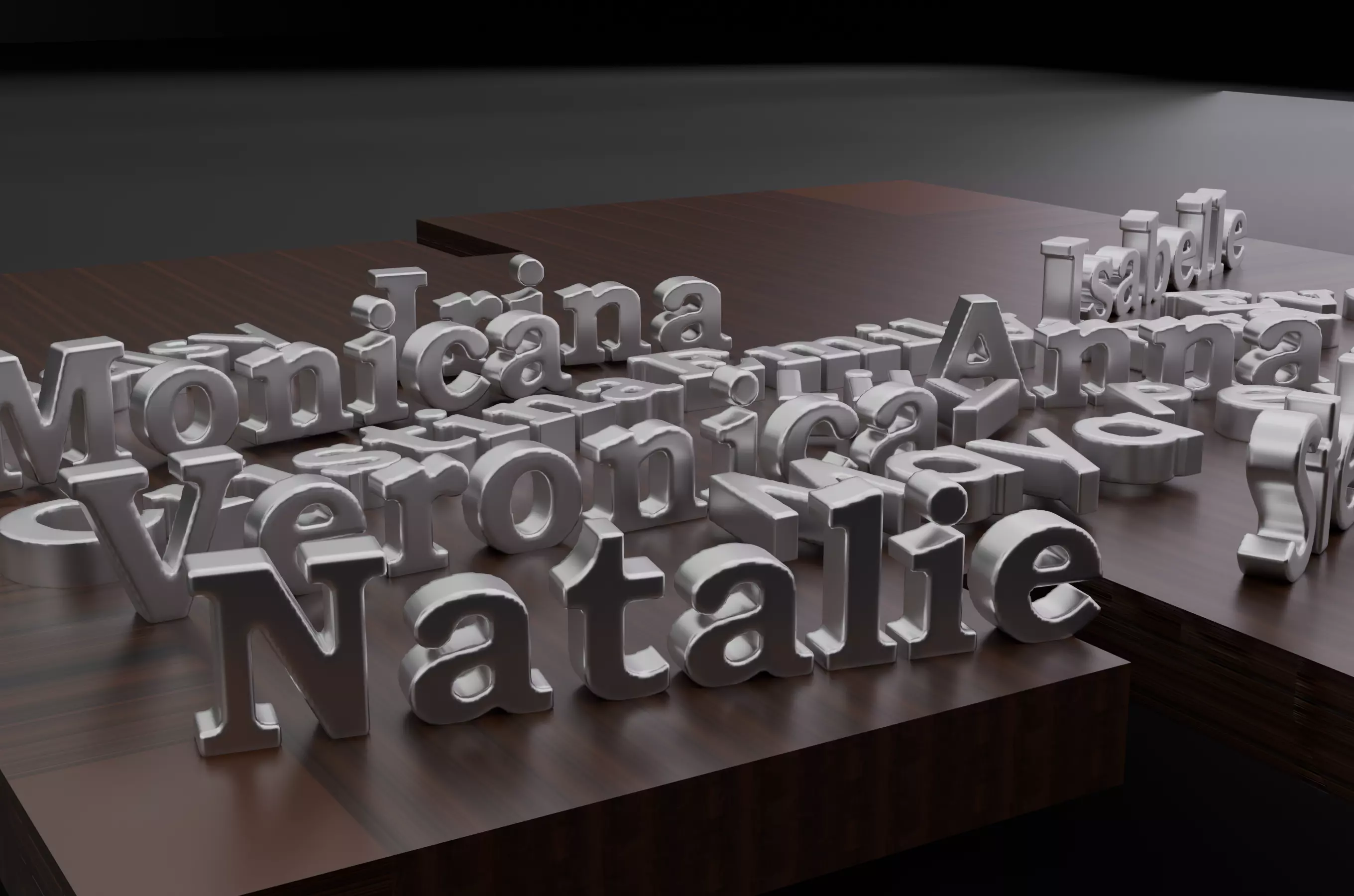 Metalic female names 3D model