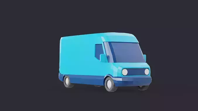 Delivery Van Blue Modern Stylized