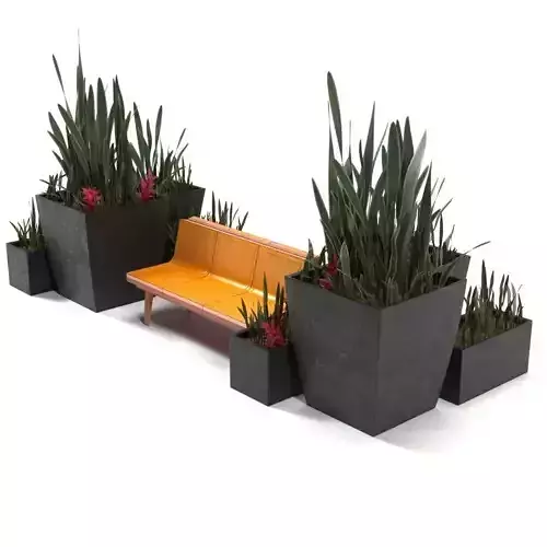 Architecture outdoor bench plant