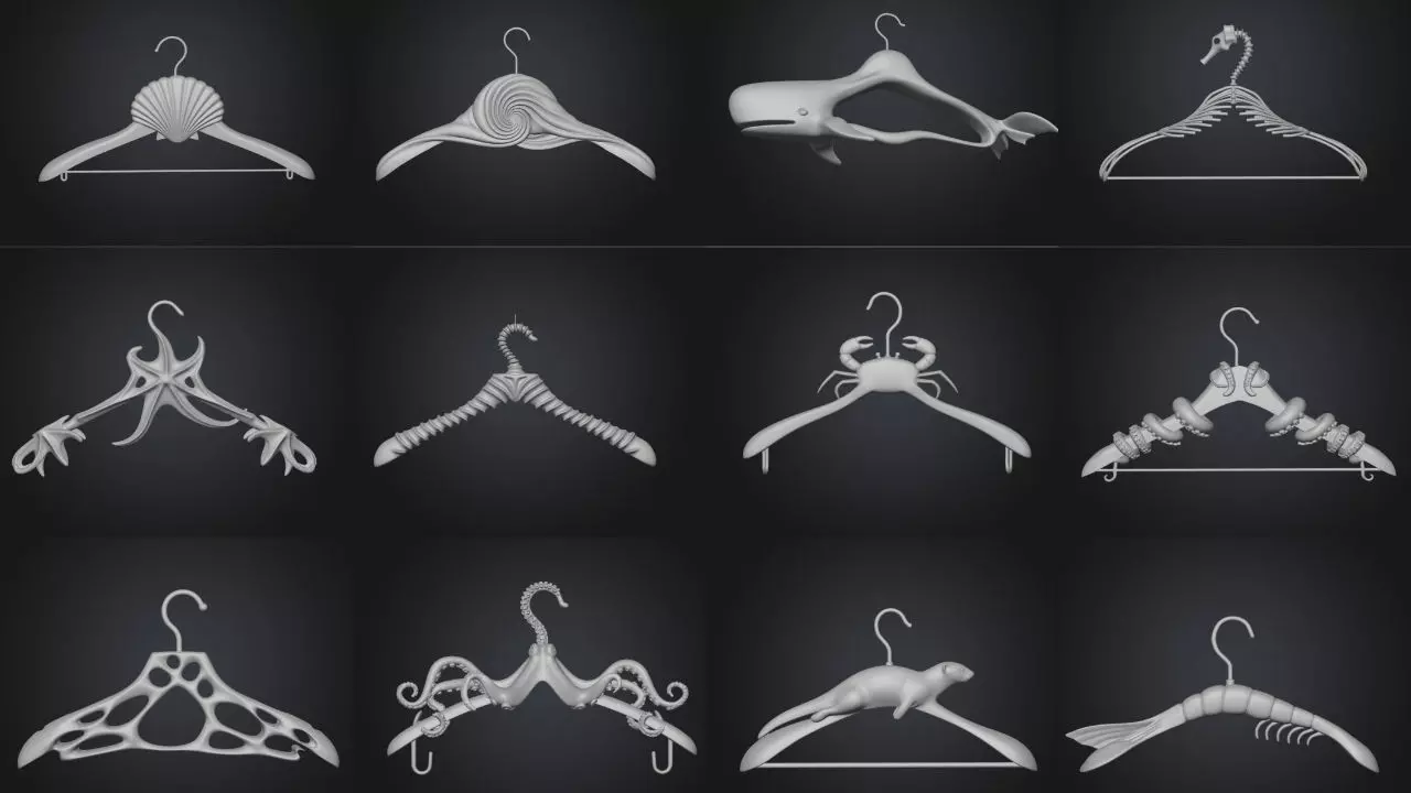Cloth Hangers - Aquatic animal inspired - PACK of 12 variations 3D print model