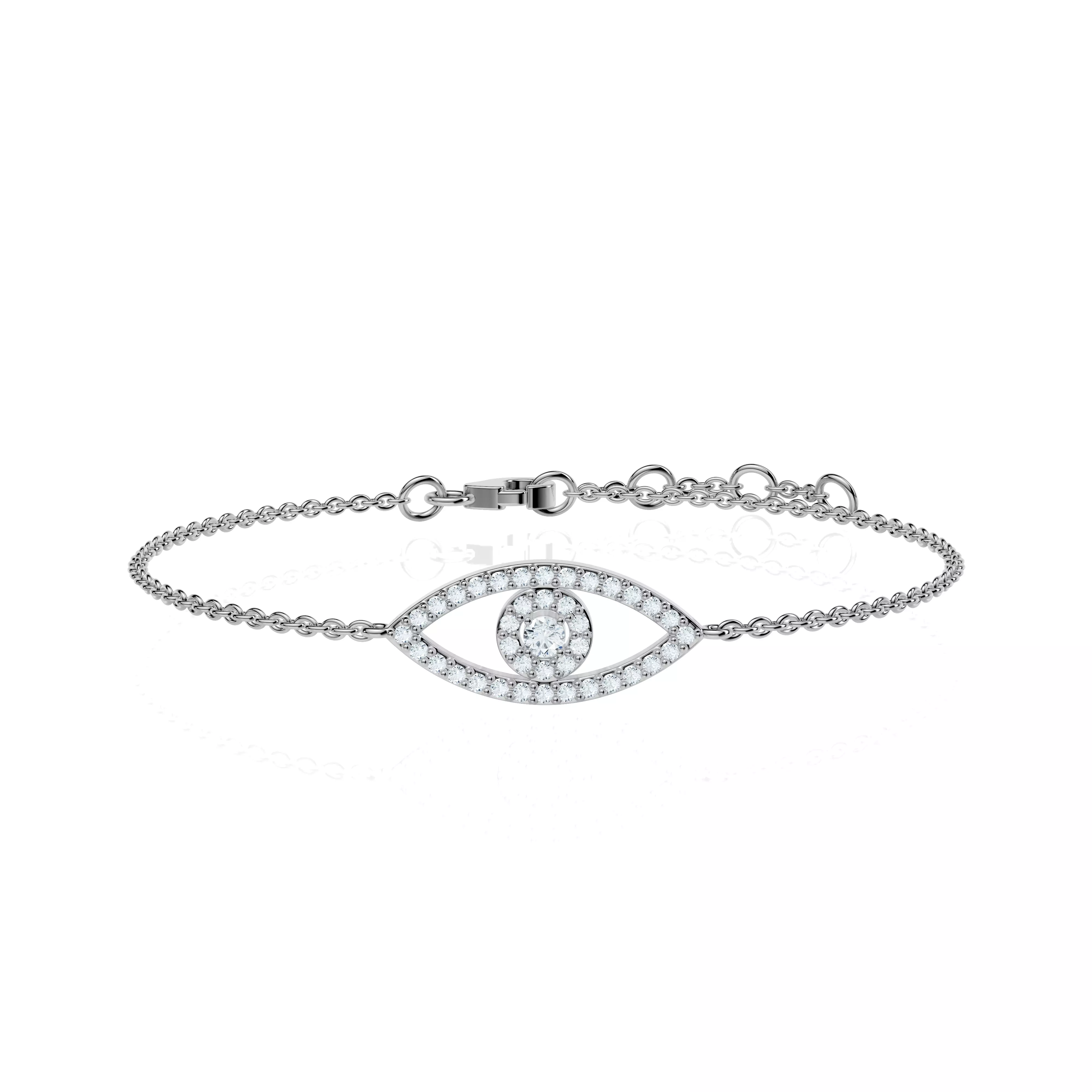 Diamond Evil Eye Bracelet Adjustable Chain Bracelet Jewelry CAD 3D print model