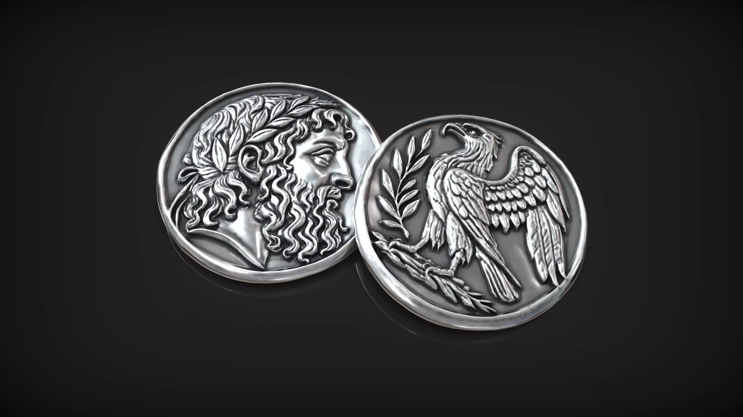 Ancient Greek Coin Eagle Antique Archaic Style Replica 3D print model