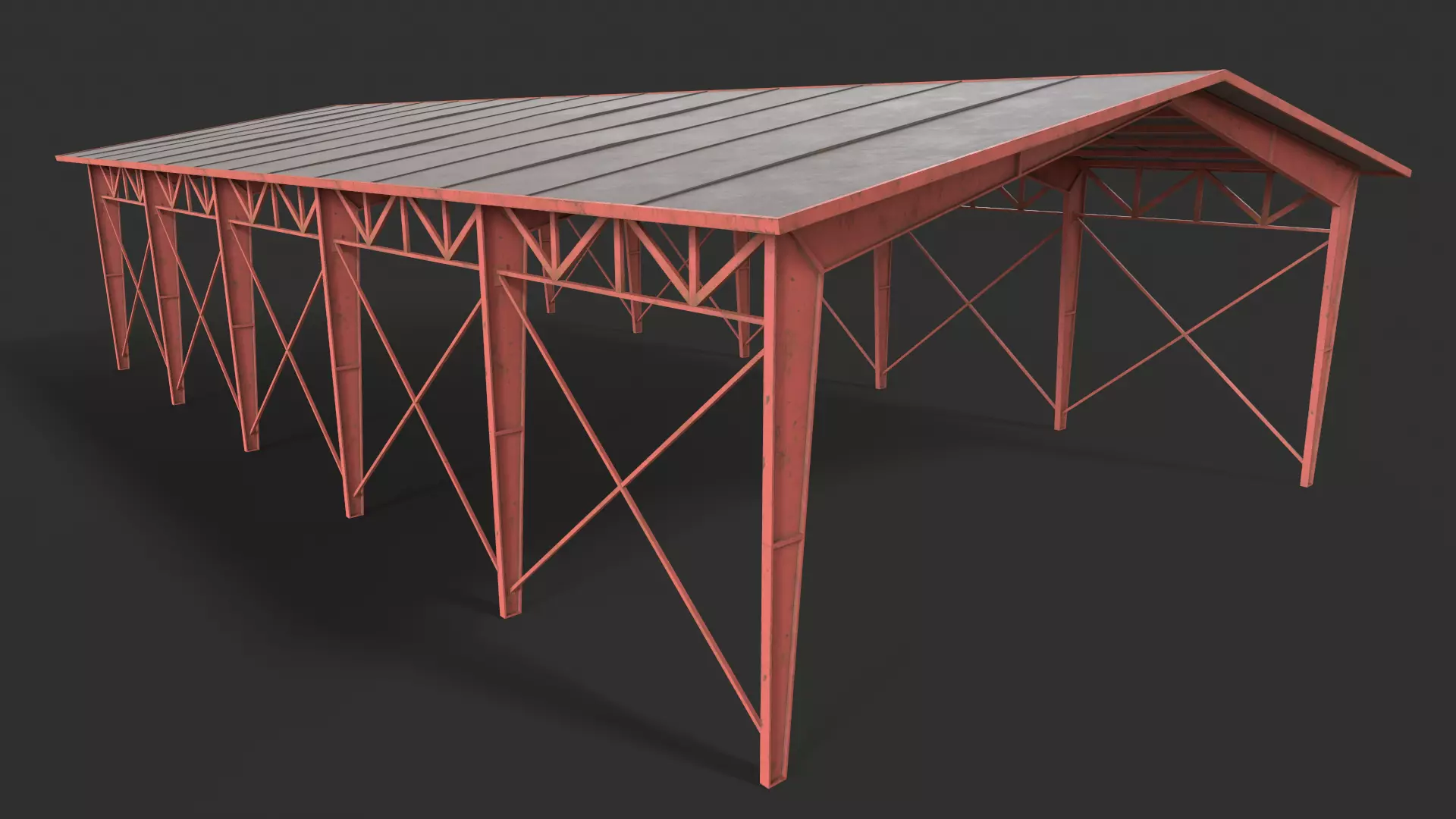 Warehouse Hangar Garage low poly game ready Low-poly 3D model