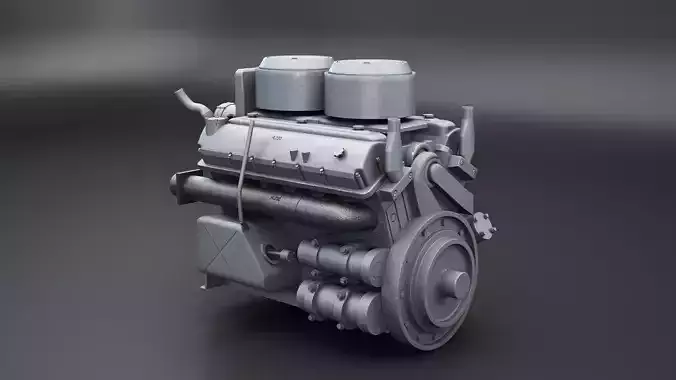 WWII V12 Tank Engine 3D model 3