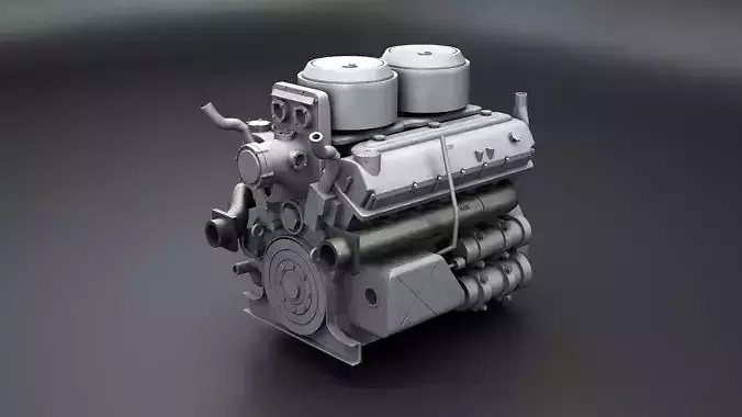 WWII V12 Tank Engine 3D model