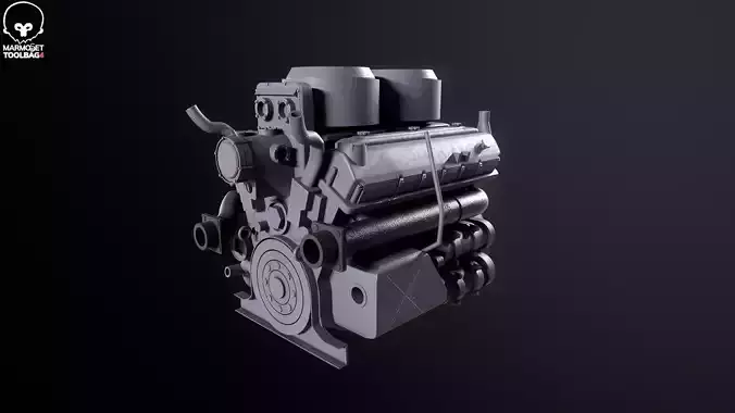 WWII V12 Tank Engine 3D model 7