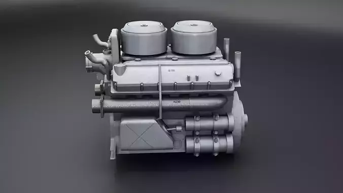 WWII V12 Tank Engine 3D model 2