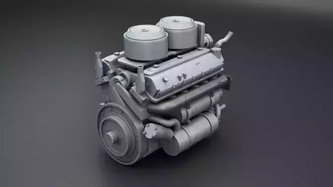 WWII V12 Tank Engine 3D model 4