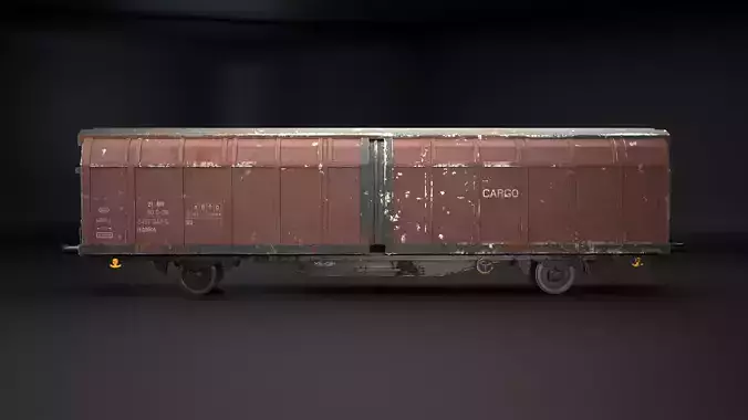 Used Hbblins Cargo Railcar Low-poly 3D model 2