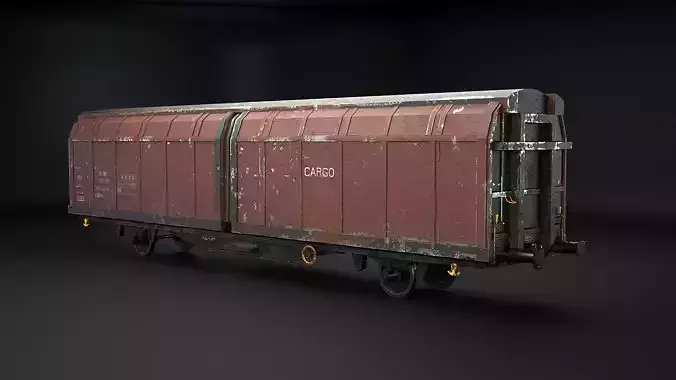 Used Hbblins Cargo Railcar Low-poly 3D model 3