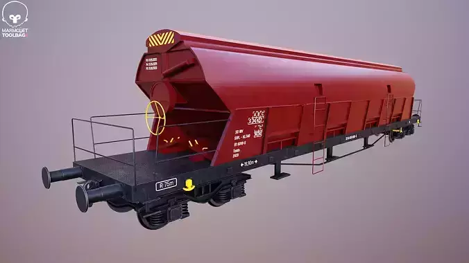 Tadds Bulk Cargo Railcar Low-poly 3D model 6